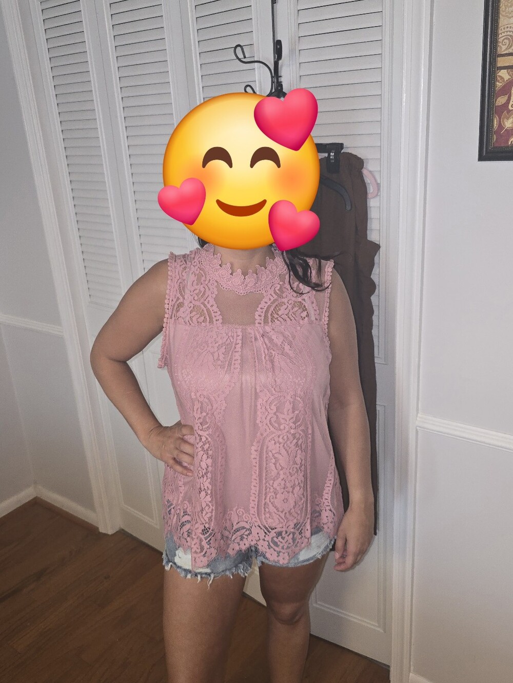 NY Collection Pink Lace Sleeveless Camisole